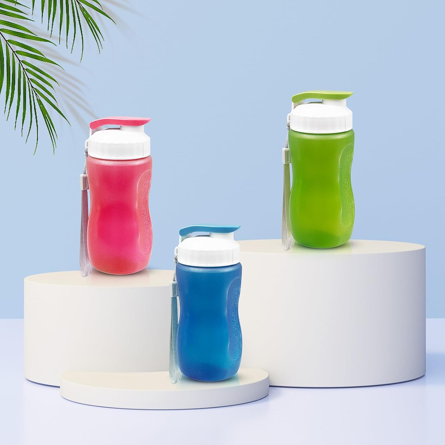 MSYU 20 Stück Wasserflaschen, 350 ml, Kunststoff, Sport-Trinkflasche, Fitnessstudio, leicht, Schnappdeckel, Wasserflasche, einfach zu tragen, auslaufsicher, Reiseflaschen für Kinder, Erwachsene,