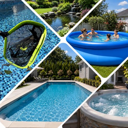 Sepetrel Pool Net,Professional Swimming Pool Leaf Skimmer Nets for Cleaning with Double-Layer Deep Big Bag,Heavy Duty Aluminum Frame & Handle Rake(Pole Not Included)