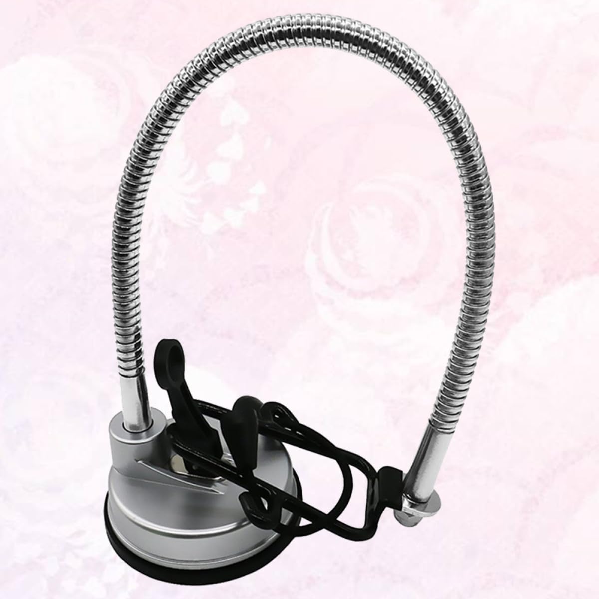 Verstellbare Haartrocknerhalterung mit Saugnapf aus Gummi und Legierung Tragbares Design für Freihändige Nutzung im Badezimmer und Outdoor Silber