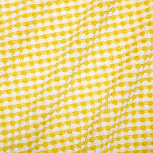 Cackleberry Home Gingham Check Terrycloth Kitchen Dish Towel Absorbent Large 18 X 28 Inches With Hanging Loop, Set Of 4 (Lemon Yellow) #TOP4