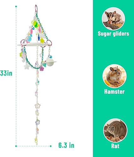 Glow in the Dark Sugar Glider Planet Moon Space Platform Toy - Hanging Climbing Toy for Sugar Glider Cage Accessories