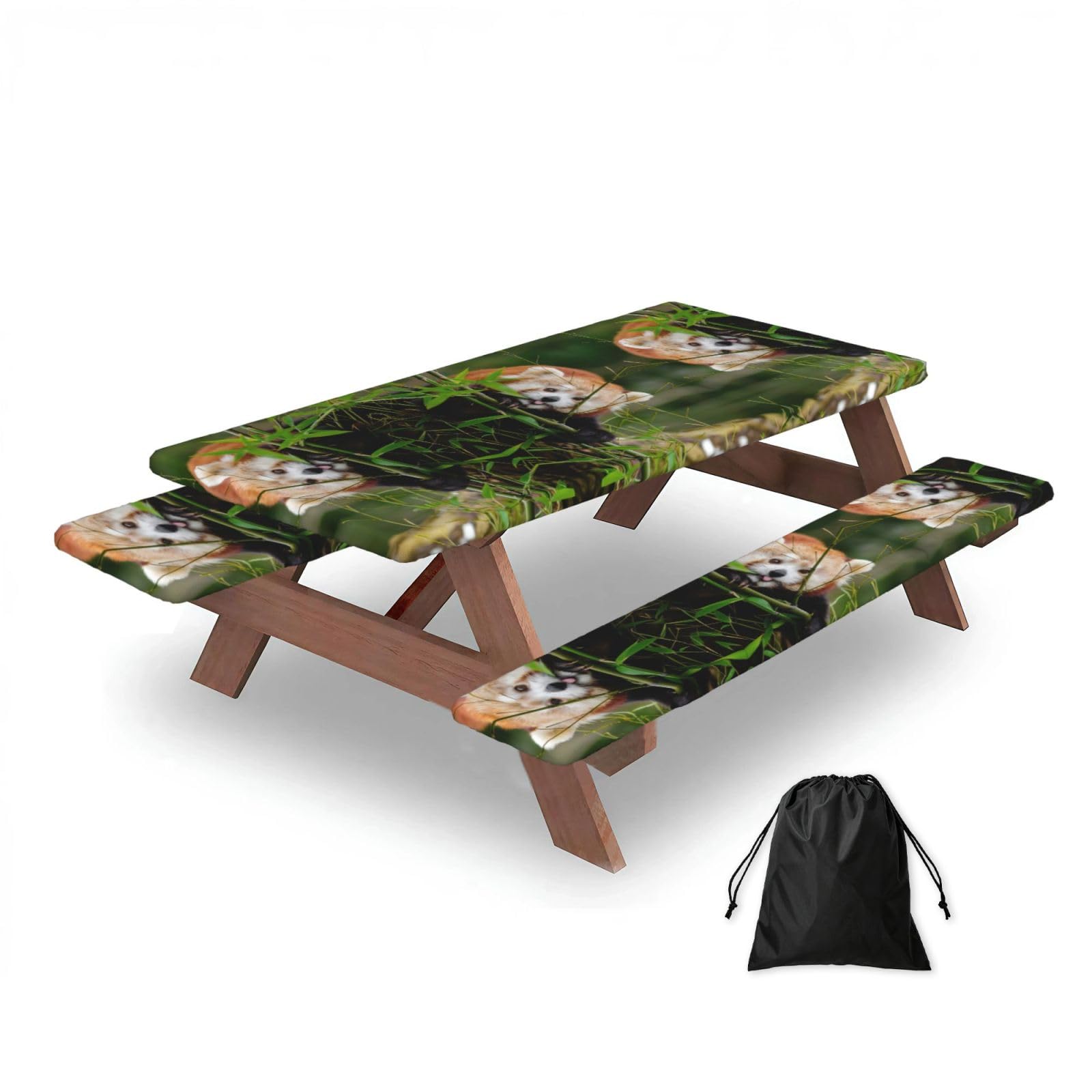 Little Red Panda Rectangular water-repellent picnic tablecloths, outdoor camping, picnic, BBQ