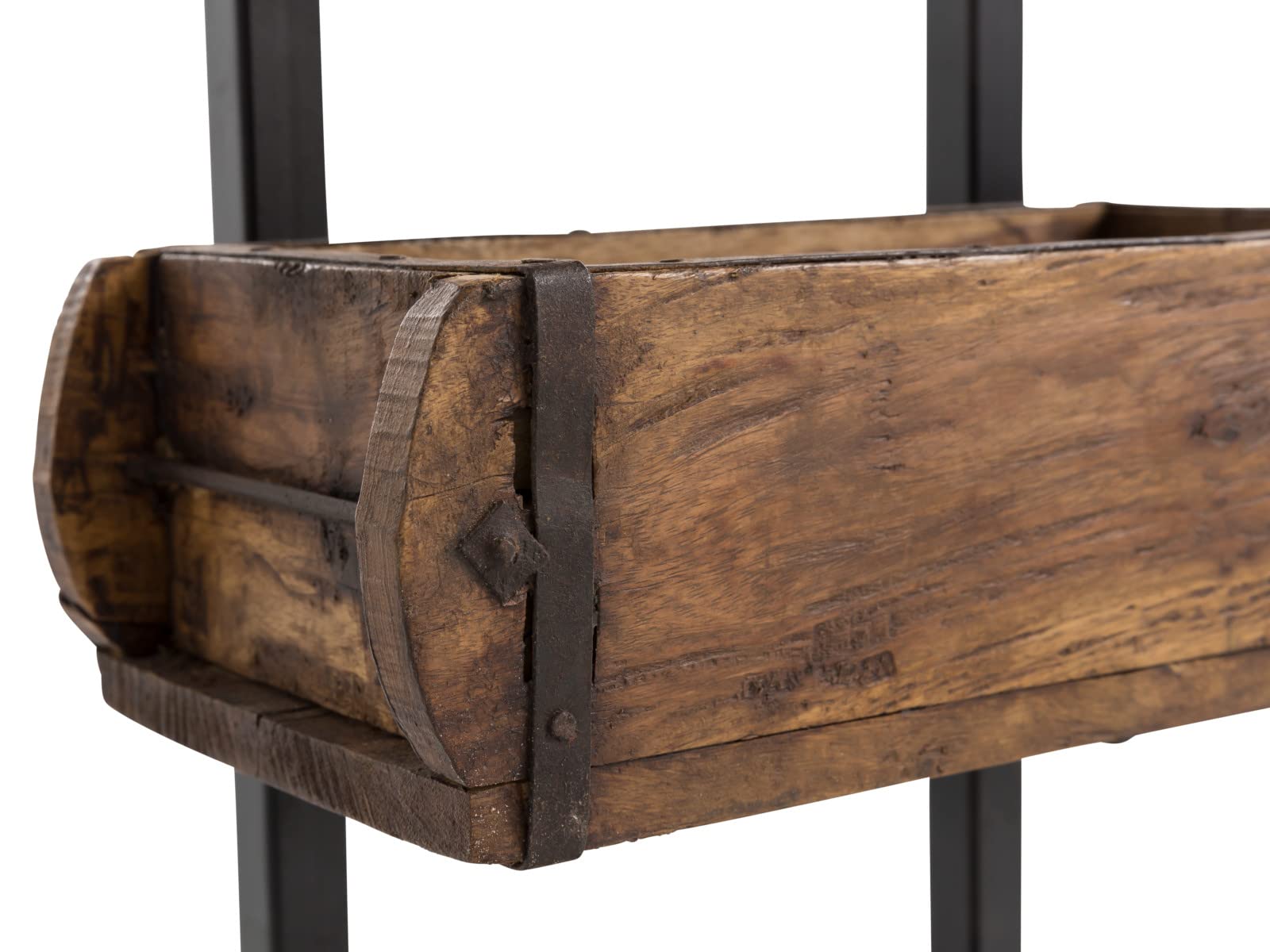 Woodkings Wandregal Ziegelform 5er Altholz Metall Wandderoration Aufbewahrungsbox Backsteinform rustikal mit Metallbeschlägen Holzbox Wandboard Shabby Geschenkidee Regal Gewürzregal