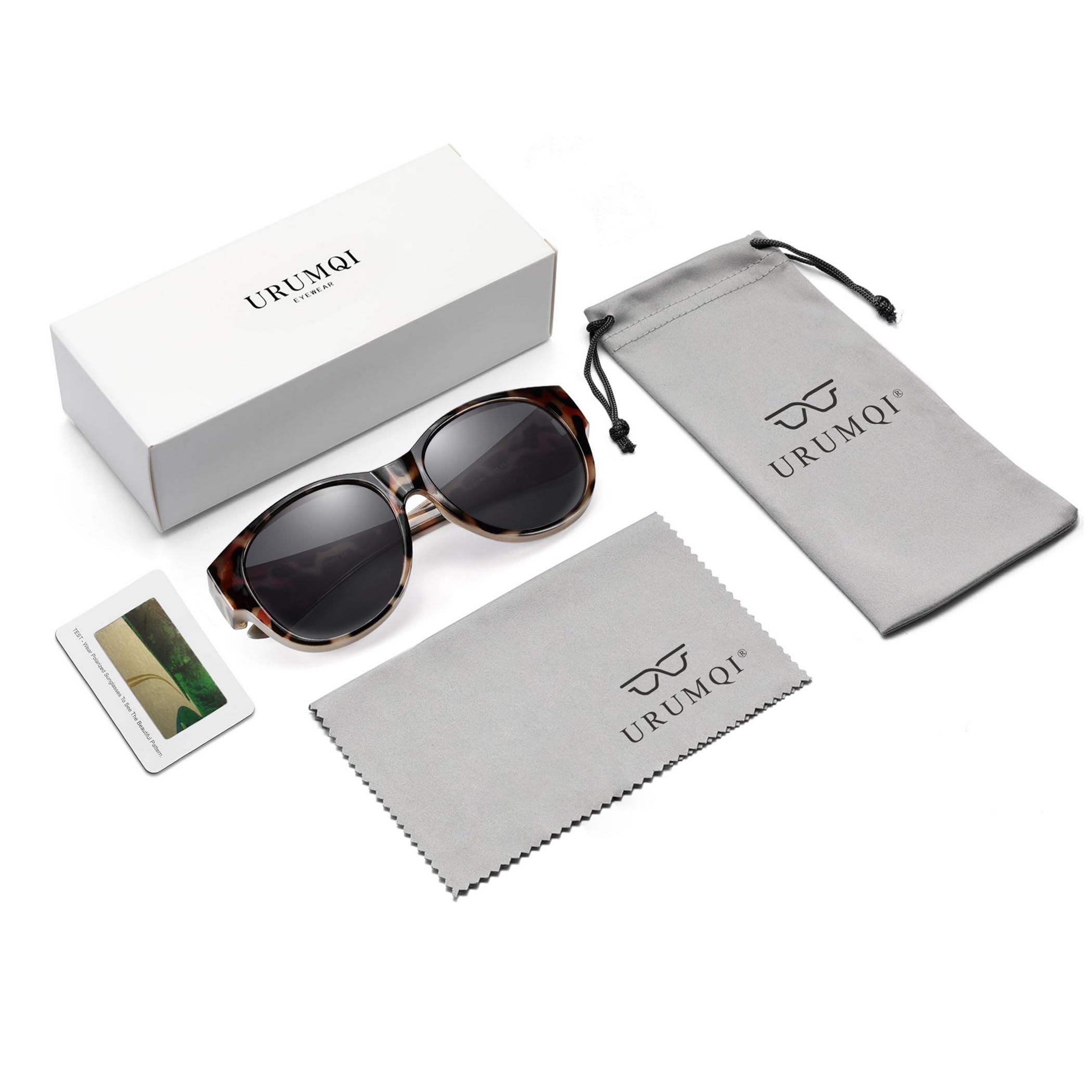 URUMQI Überzieh Sonnenbrille über Normale Brille, Polarisierte Überbrille Sonnenbrille für Brillenträger Damen, Retro Sonnenbrillen Fit over Sunglasses mit UV400 Schutz Beige Schildpatt Rahmen