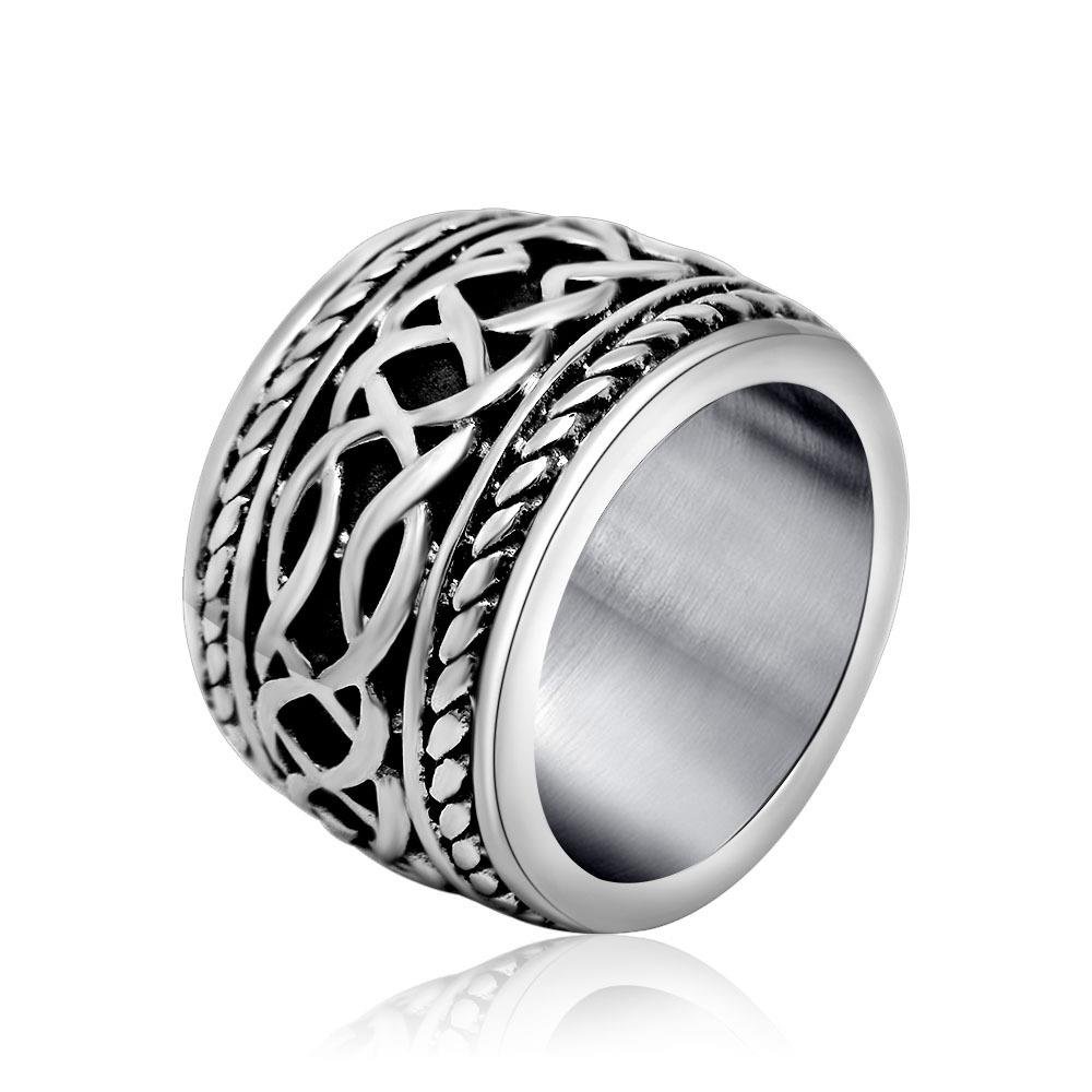 Anillo de boda celta de acero inoxidable vintage para hombre, anillo de banda ancha para hombre, talla 8, 9, 10, 11, 12, 13, Metal 3
