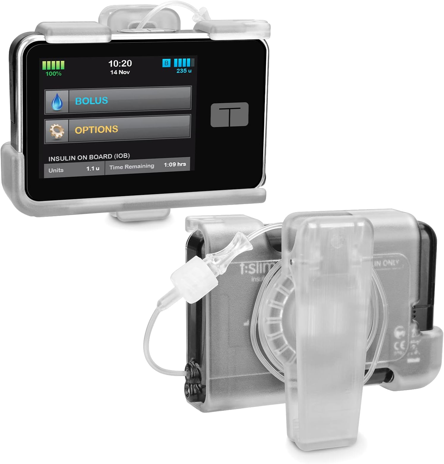 Tandem Tslim X2 Pump Case Accessories Smooth Comfortable Flexible Safe Convenient Insulin Pump Holder 360° Rotating t: Holster Sturdy Belt Clip for t:Slim/t:Slim G4 (Clear)