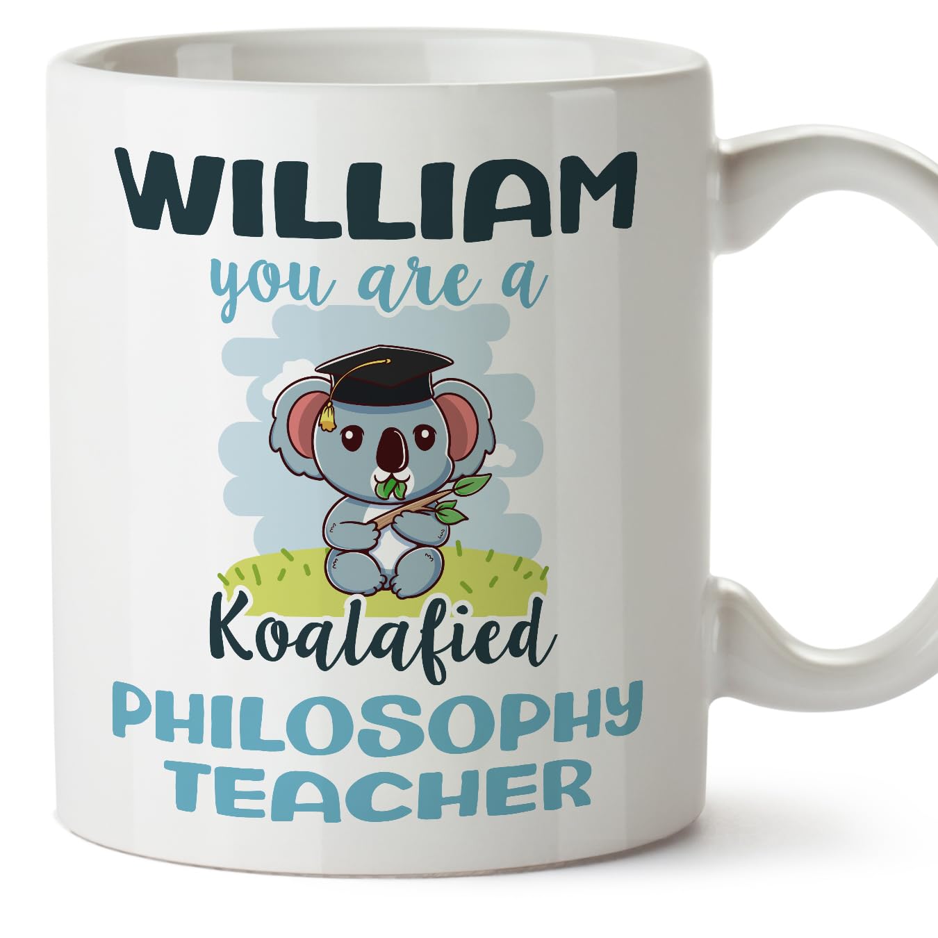 MUGFFINS Personalised Mug for Philosophy Teacher man - in English - Custom Koalafied - Funny Custom Gift for Colleagues - Ceramic 11oz Mug โ image 1