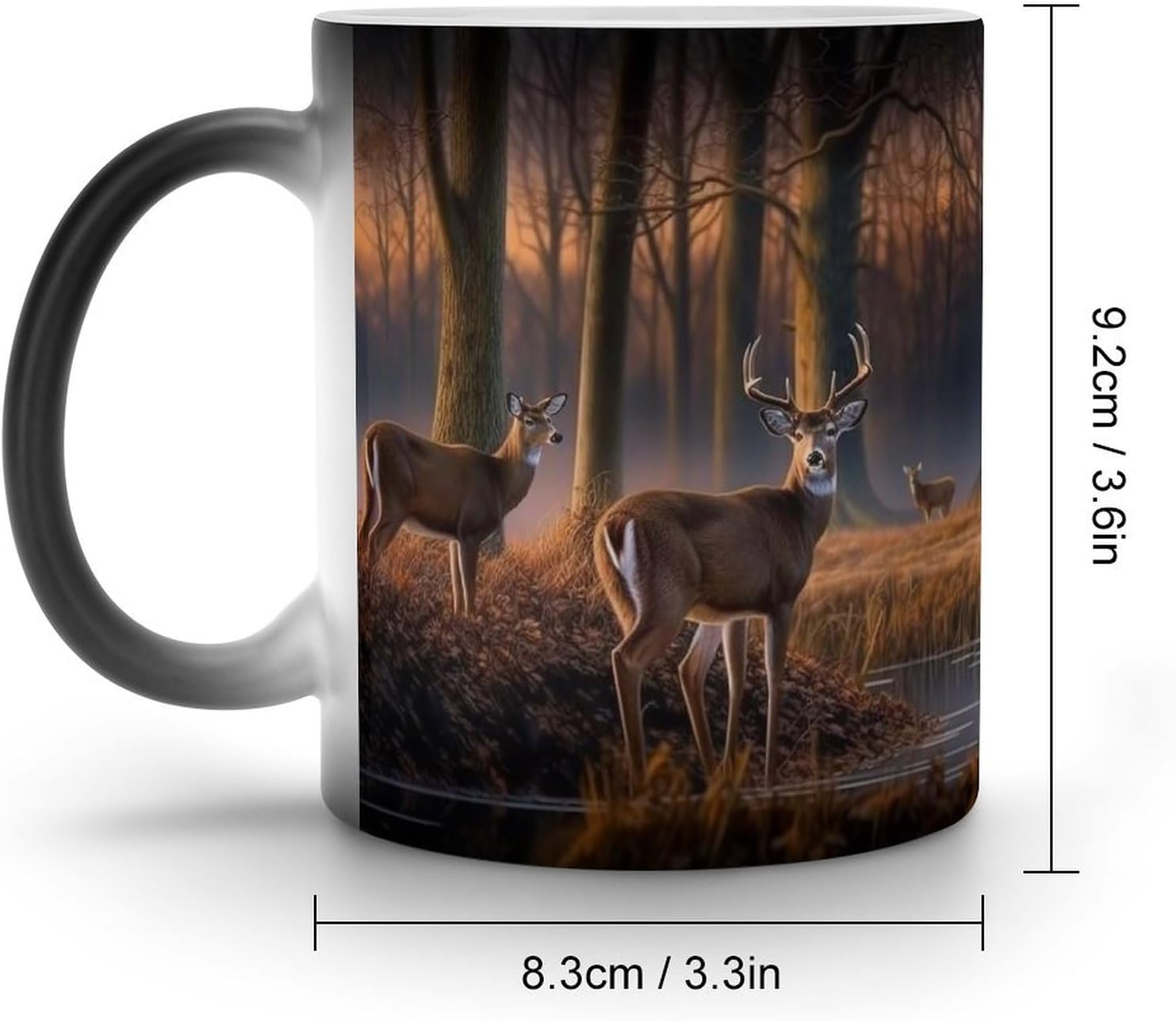 Color Changing Mug Nature Wild Animal Deers Printed Ceramic Coffee Mug Heat Changing Sensitive Mug Magic Heat Changing Coffee Mug Novelty Coffee Mugs