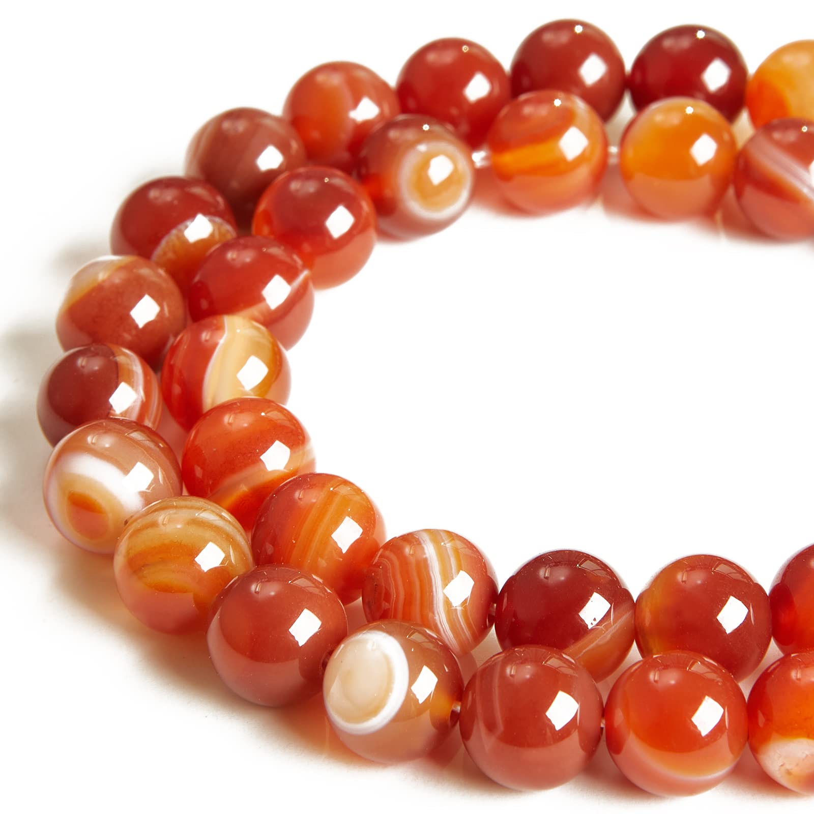60pcs 6mm Orange Stripe Agate Beads Natural Gemstone Beads Round Loose Beads for Jewelry Making โ image 1