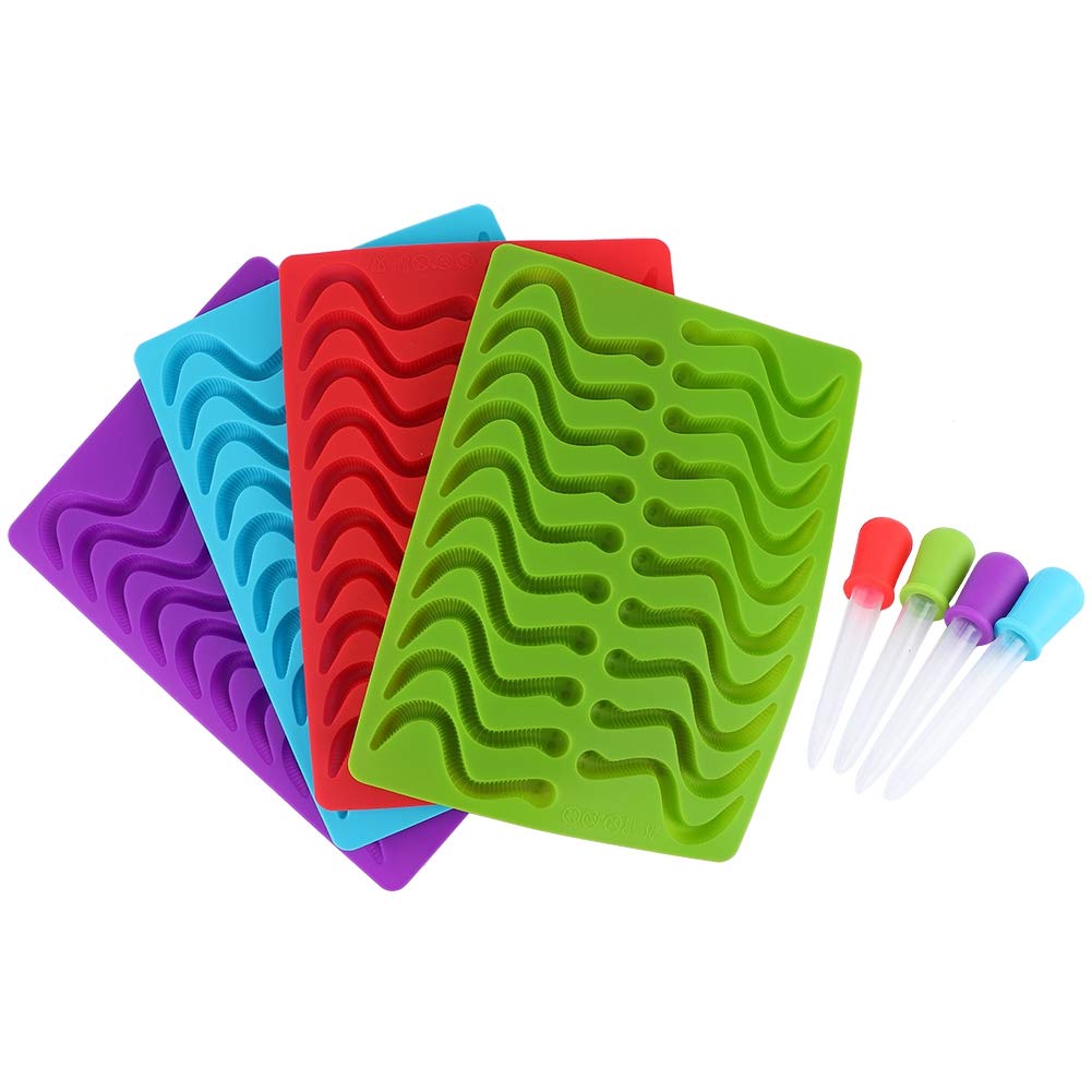 Moule à bonbons en silicone ver de terre SIXRUN rouge bleu pour pâtisserie