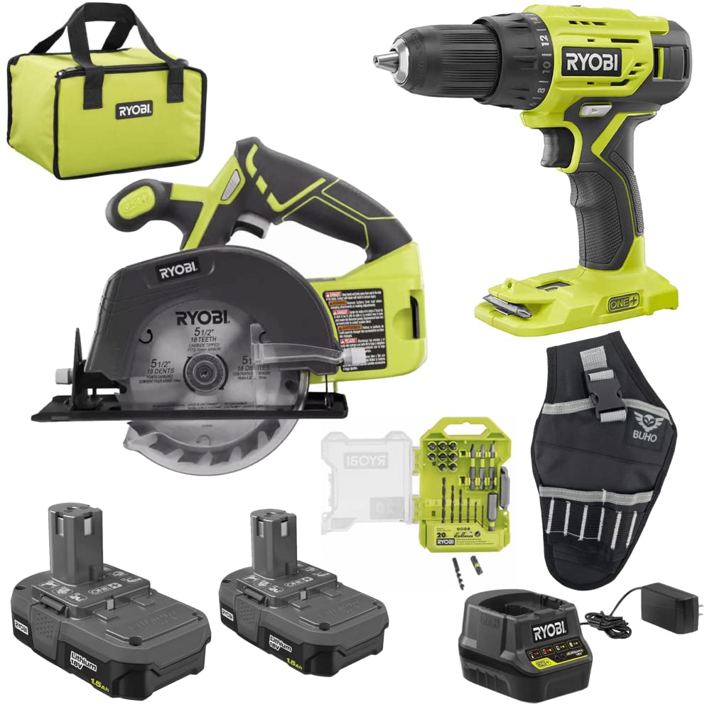 Cordless 2-Tool Combo Kit with Drill/Driver, Circular Saw, (2) 1.5 Ah 18-Volt Batteries, Charger, Dr