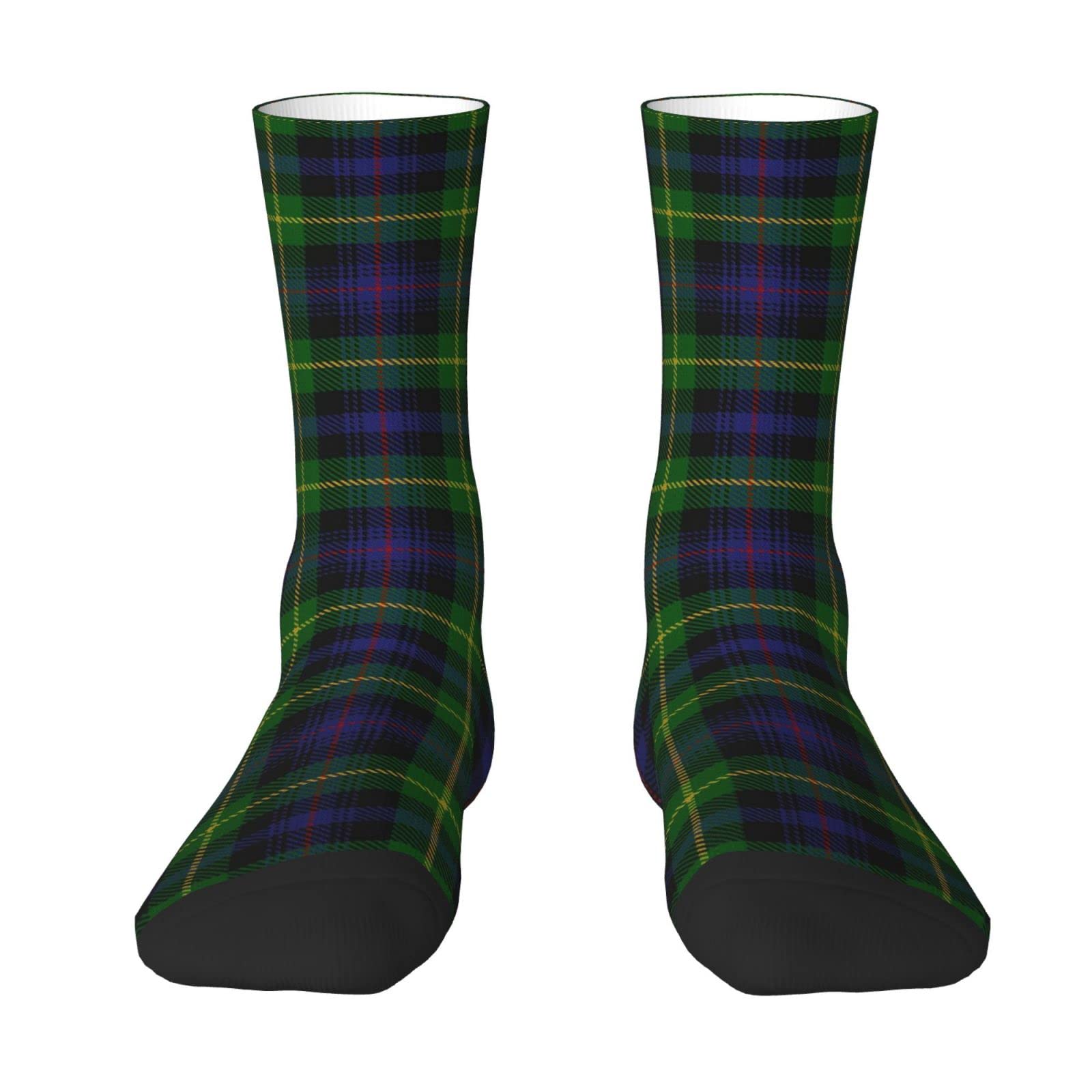 Oudrspo Scottish Colors Clan Farquharson Tartan Plaid Men & Women Crew Socks,Tartan Plaid Novelty Fashion Casual Crew Tube Sock Athletic Sports Dress Socks