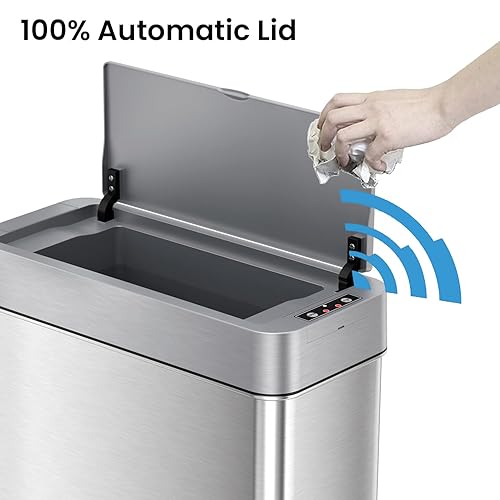 Miniatura 8 de iTouchless Cubo de basura de 4 galones con filtro de olor AbsorbX y fragancia de limón, contenedor de basura automático sin contacto, perfecto para
