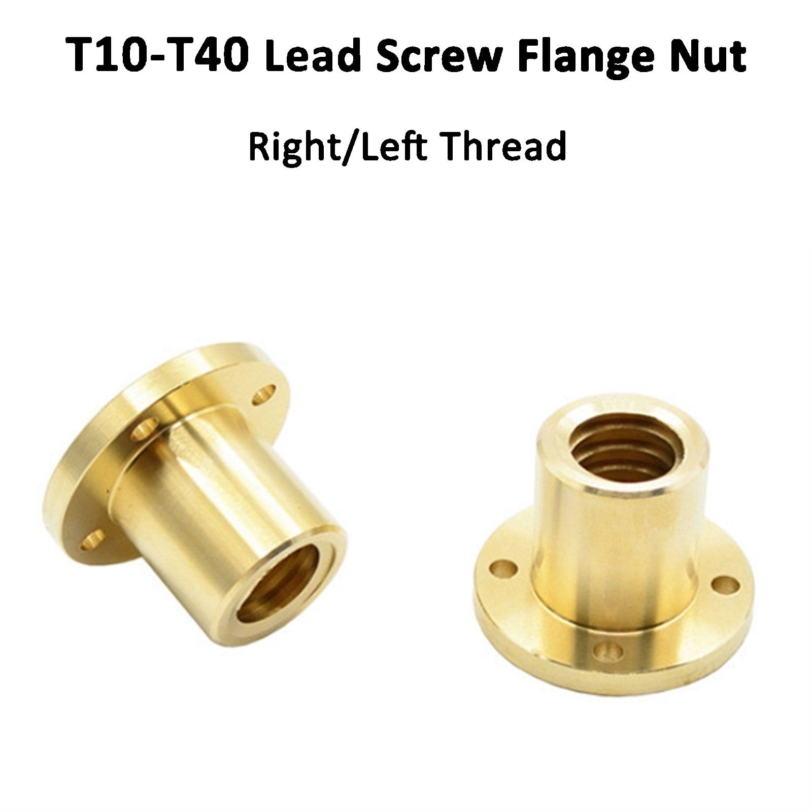 Geflanschte Spindelmutter trapezförmig, Trapezgewindeflanschmutter aus Messing for Leitspindeln, T10-T40, Steigung 2-8 mm(Left Thread,T40 Pitch 6mm)