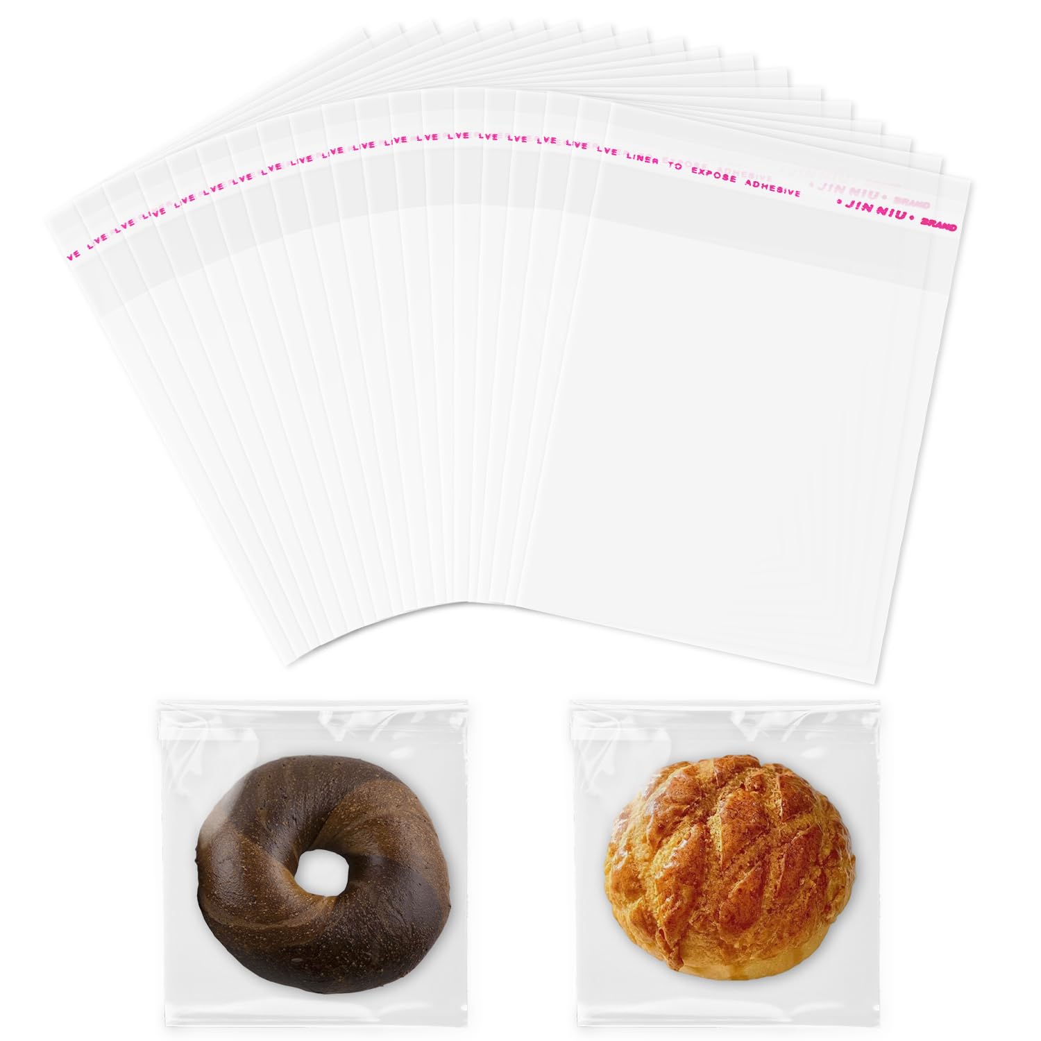 100 Pcs Small Cellophane Bags, Resealable Clear Cellophane Bags Self-Adhesive Small Sweet Bags for Cookie, Sweet, Jewelry, Gifts and Hairpin (12x15cm/4.72x5.9inch) — image 1