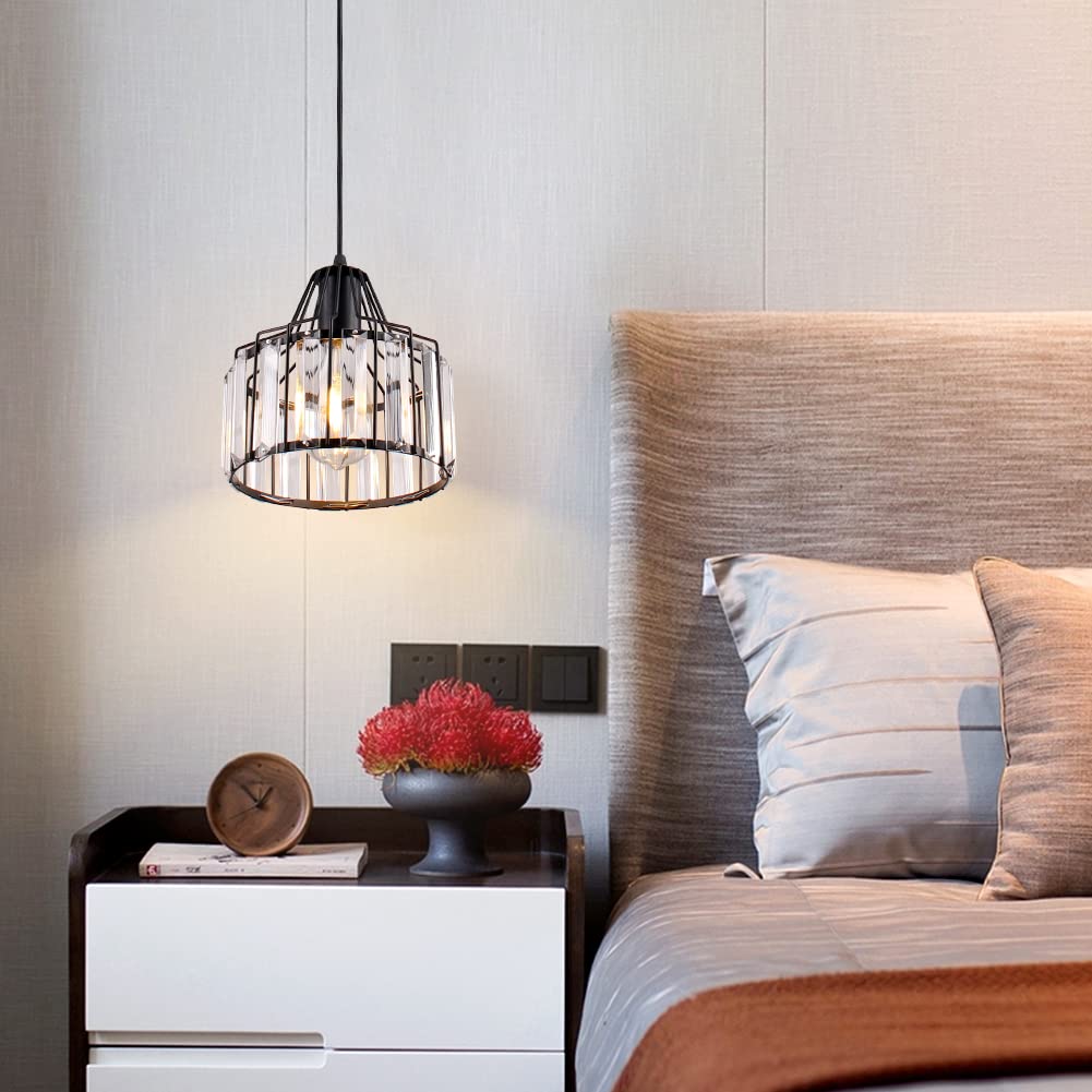 Modern Crystal Black Pendant Lights Hanging Lights Fixtures Hanging Lamp for Bedroom Kitchen ...
