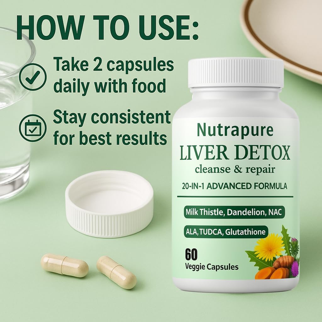 Nutrapure Liver Support Capsules, 20-in-1 Formula with Milk Thistle, Turmeric & Inositol, Antioxidant & Daily Wellness Support, 60 Veggie Capsules - Image 6