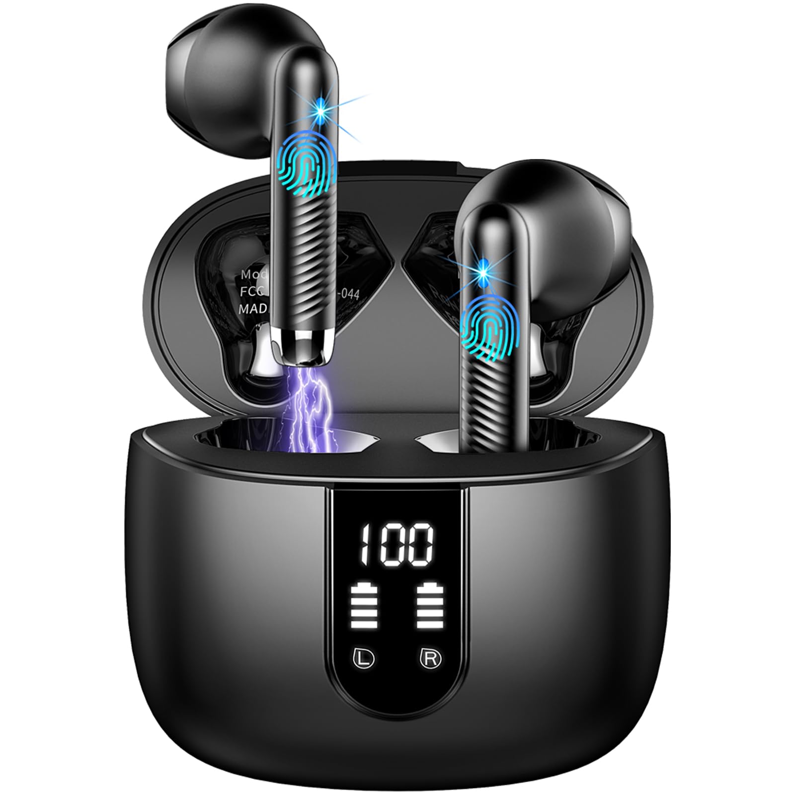 Wireless Earbuds, Bluetooth 5.4 Headphones in Ear 2025 Wireless Earphones with 4 ENC Mic, Mini Ear buds with HiFi Stereo Deep Bass, 56H Playtime Dual LED Display, Bluetooth Earbud IP7 Waterproof USB-C