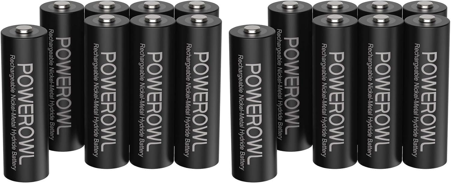 POWEROWL AA Batteries Rechargeable w/Charger Kit, High Capacity 2800mAh 1200 Cycles Double A Battery - 8 Count