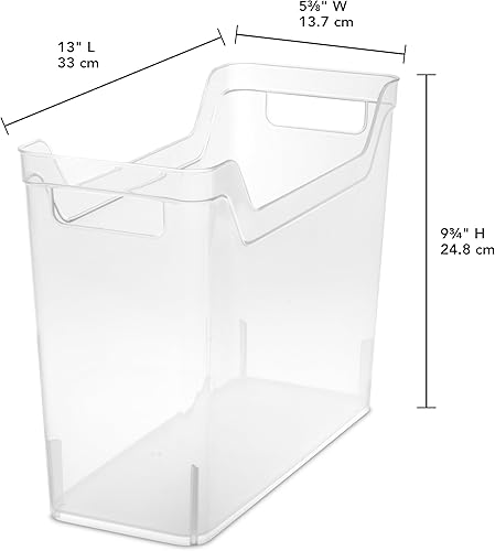 Miniatura 5 de Sterilite - Recipiente estrecho de estante con asas, contenedor de almacenamiento de plástico para organizar estanterías, armario, despensa y