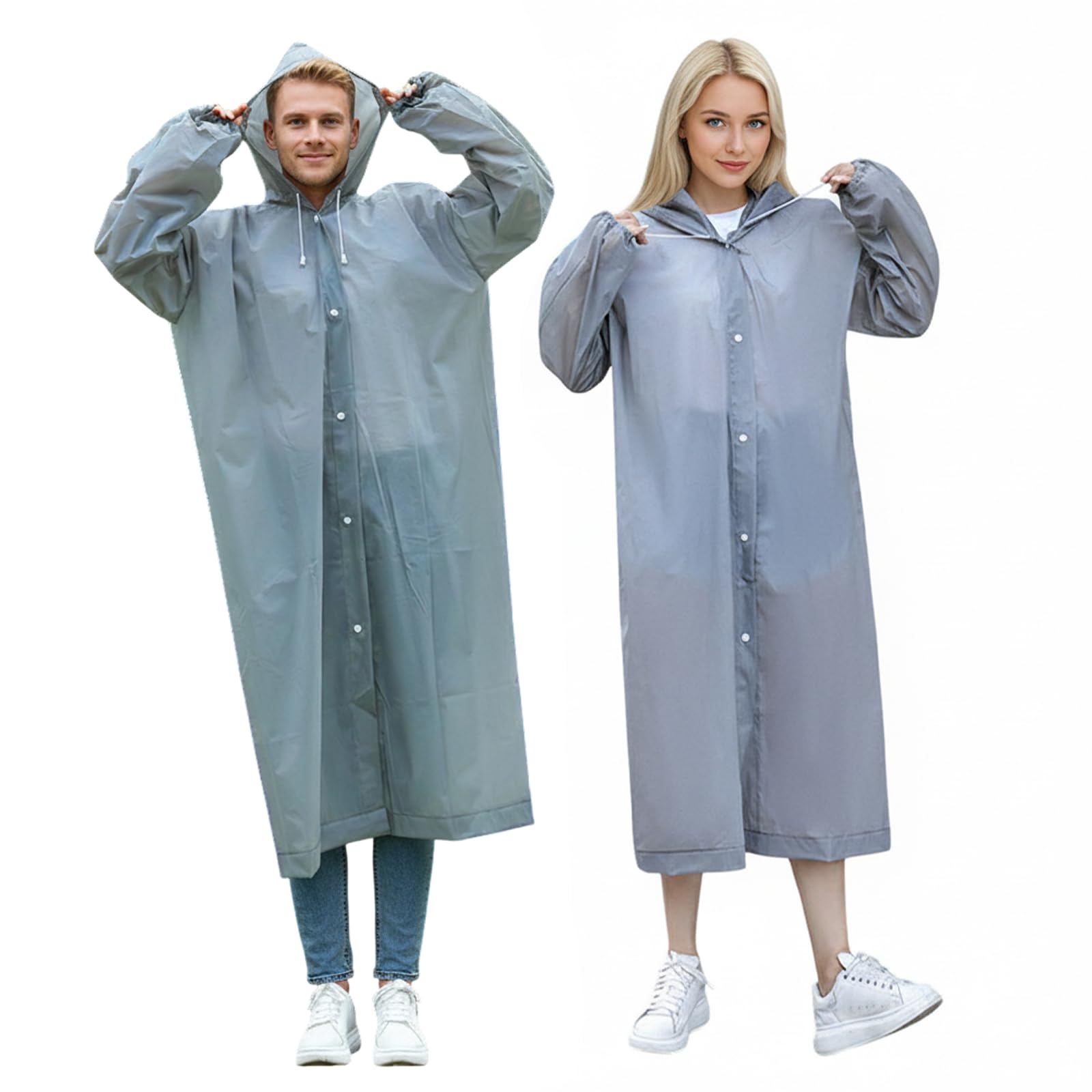 Adult Reusable Rain Poncho with Drawstring Hood – Lightweight Waterproof Raincoat for Men and Women, Perfect for Camping, Hiking, Travel & Festivals-image-35