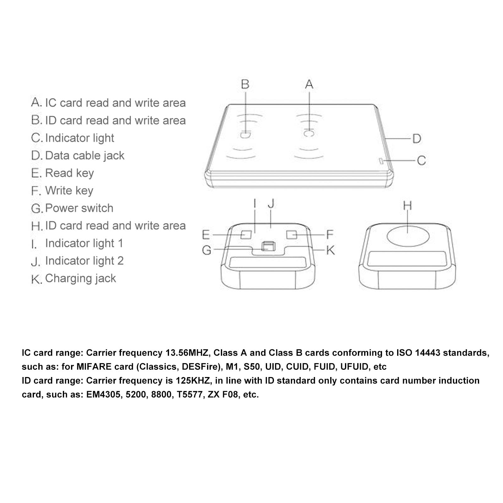 ID IC Card Copier NFC Reader & Writer, 25KHz Card Duplicator, USB Carte Programmer, Copier FOB Key Withing, Lecteur de Carte IC pour Une Copie et Une Programmation Faciles
