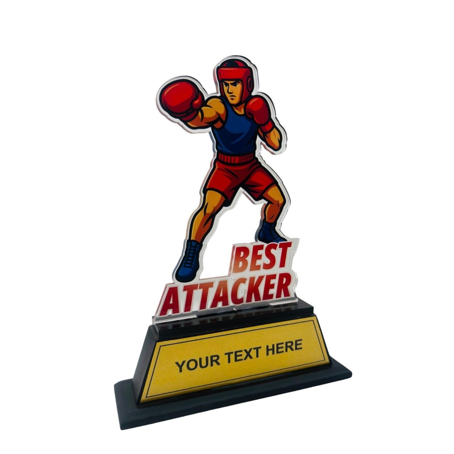 Acrylic Boxing Best Attacker Trophy 8 Inch | Customizable Boxing Award with Wooden Base | UV Printed Sports Trophy for Tournament, School & Events-picture-14