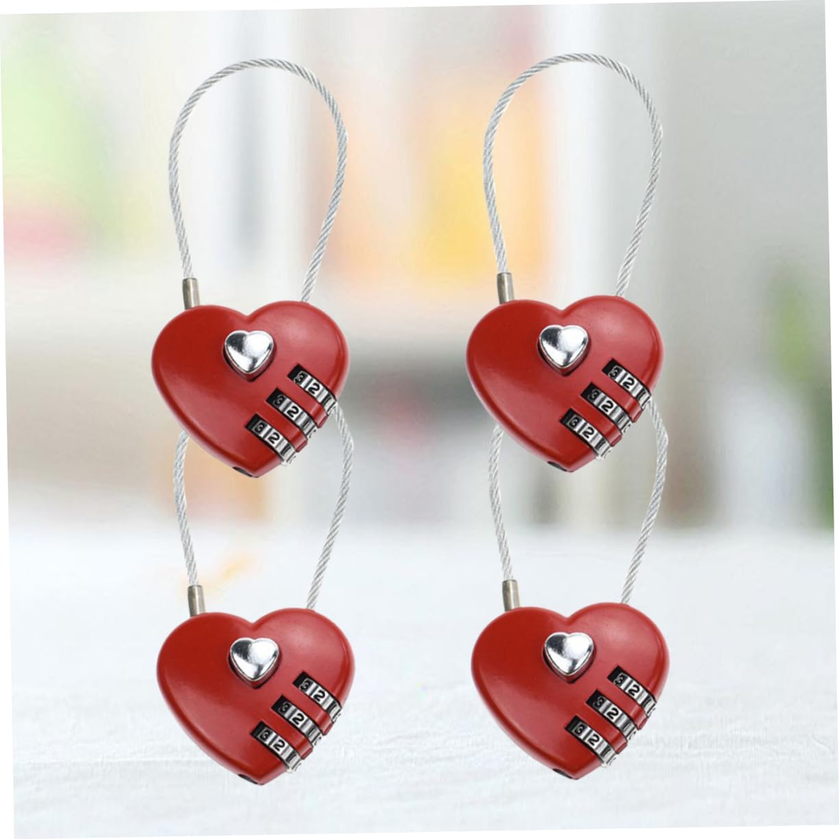 Mikikit 3 Set Più Forte Texture Bagagli Combinazione Lucchetto Password Valigia Serrature Accessori Da Viaggio Facile Da Sbloccare Rosso 4 Pezzi * 3