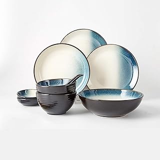 Plates Ceramic Dinnerware Set 10 Piece Round Plates (Soup Bowls Dinner Plates Salad Plates) Simple and Elegant Dinner Plates Set Service for 2 Dinner Plates