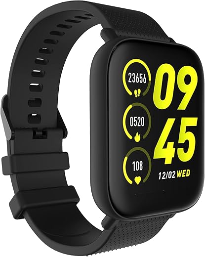 Wings Strive 300 Smart Watch with 7 Days Battery Life, 1.69 inch Full Touch IPS Screen, 24*7 Heart Rate Monitor Smart Band,BT Calling Function , Sleep Monitoring & IP68 – Black, one Size