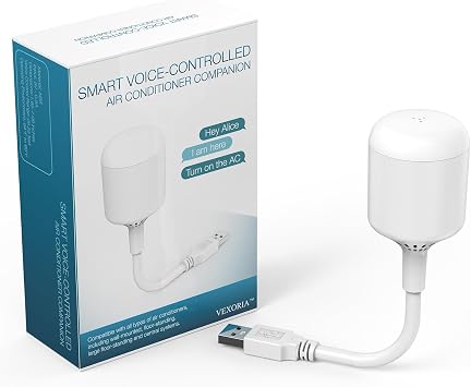 Smart AC Controller for Mini-Split, Window & Portable Air Conditioners - USB Plug-and-Play, No App/Network Needed, Voice-Controlled, Universal Compatibility with Most AC Brands, 3-Color Night Light