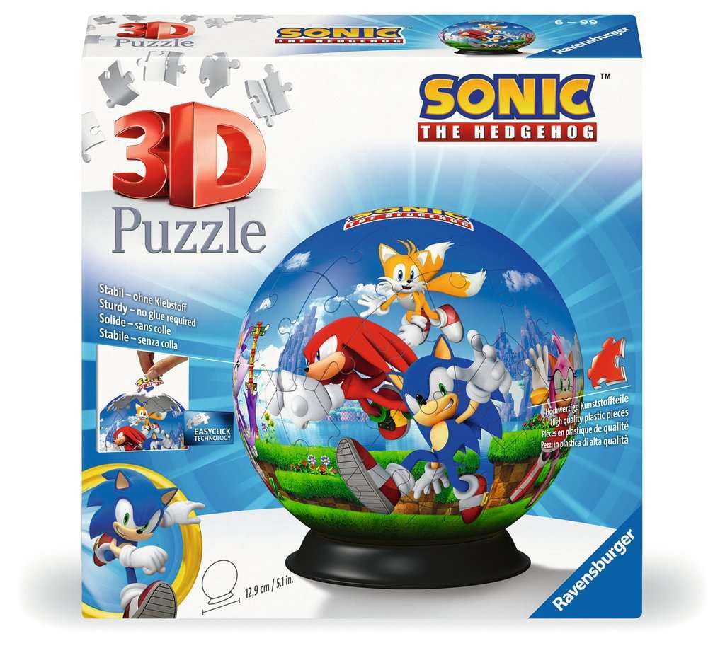 Ravensburger - Puzzle 3d Ball Sonic The Hedgehog | Puzzle 6 Anni Bambino | 73 Pezzi | Regalo Bambino 6 Anni | Sonic Giocattolo | Idee Regalo