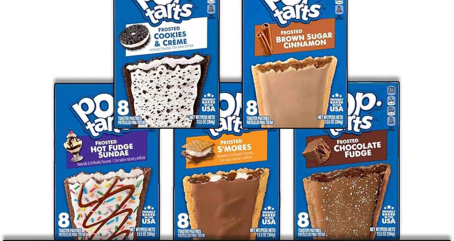 Frosted Toaster Pastries Variety Pack | 13.5 oz Boxes (Pack of 5) | 8 Pastries Per Box (40 Total) | Chocolate Fudge, S'Mores, Cookies & Creme, Brown Sugar Cinnamon, Hot Fudge Sundae | Mighty Merchandise Gift