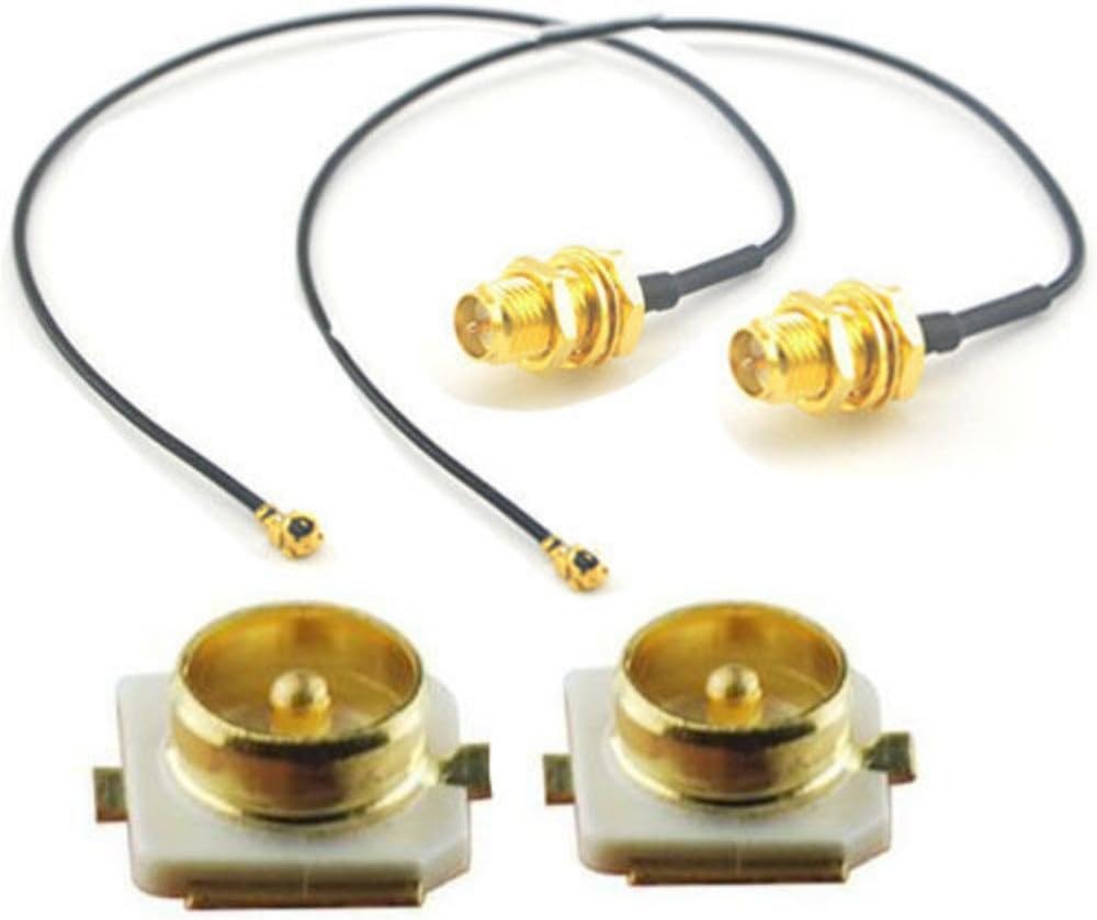 2 piece U.FL Mini PCI to RP-SMA Pigtail Antenna WiFi Cable 17cm + 2 piece Mini PCI u.fl Male SMD Connector
