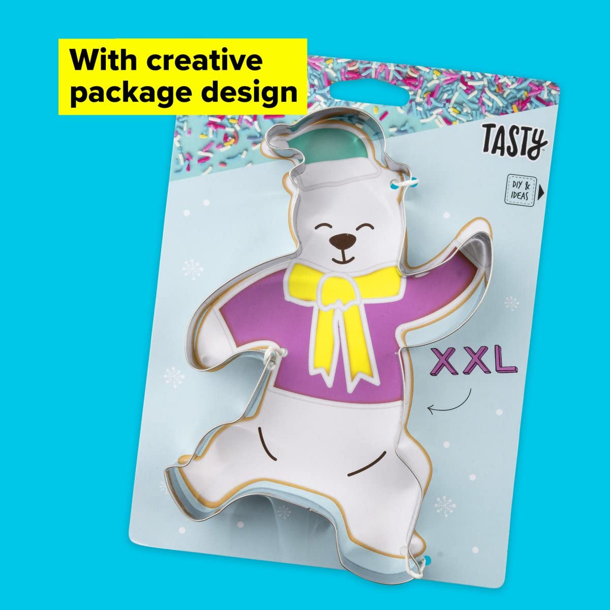 Tasty XXL Cookie Cutter, Dancing Bear Shape, for Cute Fun and Unique Cookie Creation and Baking in Classic Glossy Silver - Image 4