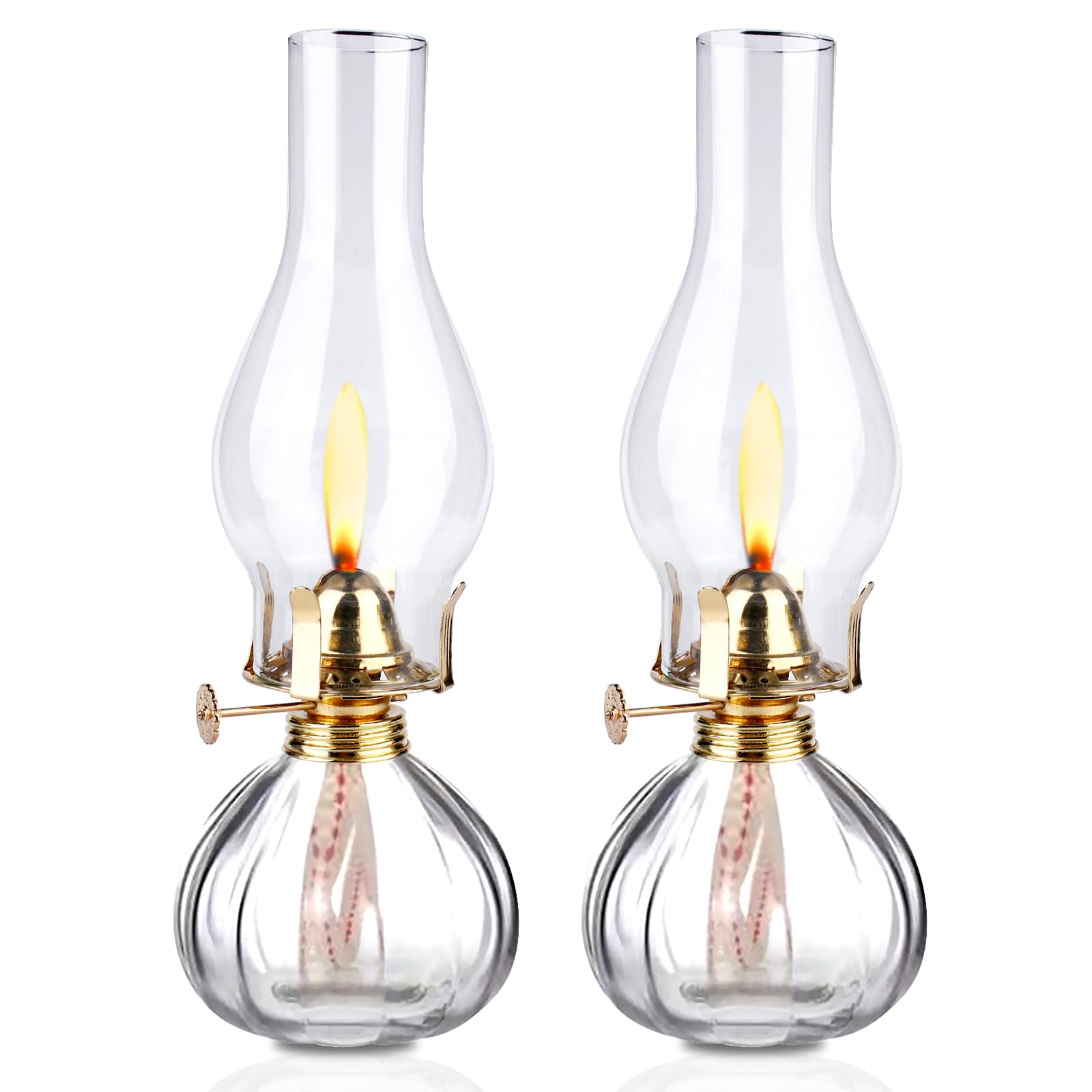 Lampada a cherosene in vetro per interni, 2 pezzi di lampade a olio di vetro, lampada a olio di cherosene vintage, lampade classiche a cherosene con fiamma regolabile, lampada