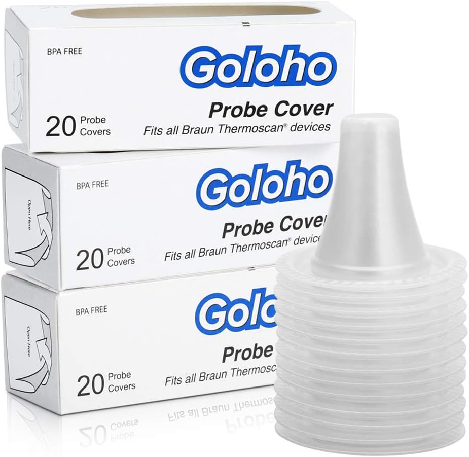 [100-Pack] Ear Thermometer Probe Covers, Lens Filters, Refill Caps for All Braun ThermoScan Models, BPA/Latex Free