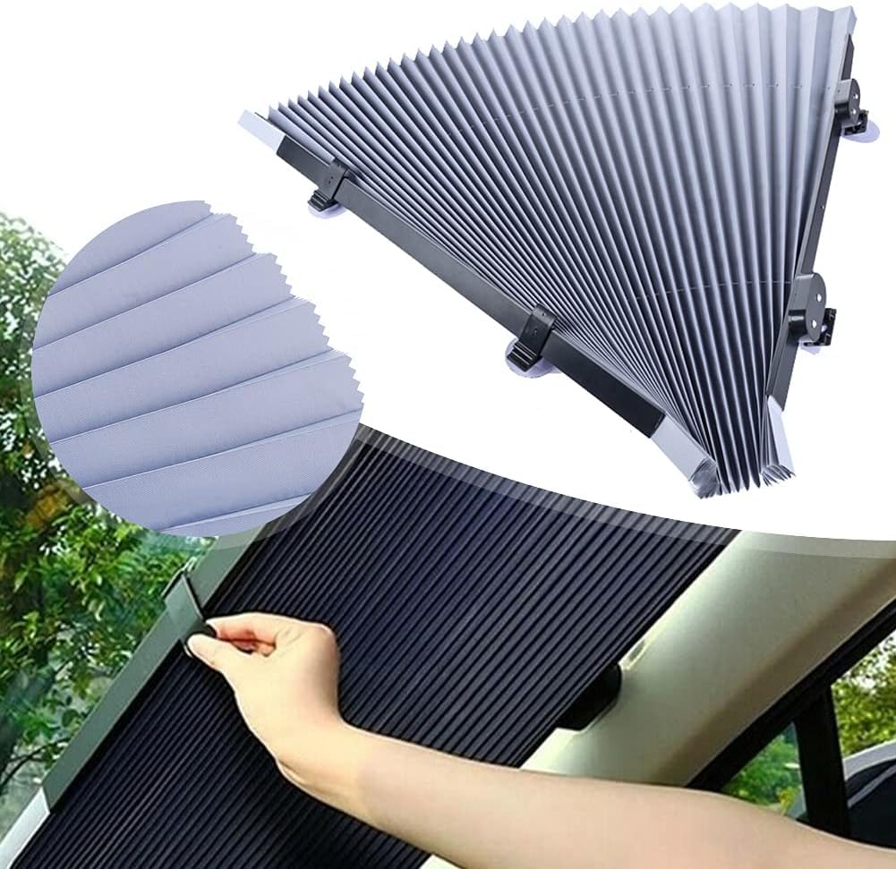 Retractable Car Windshield Sun Shade - UV Protection Front Visor Accessories, Large 70x150CM Automotive Curtain