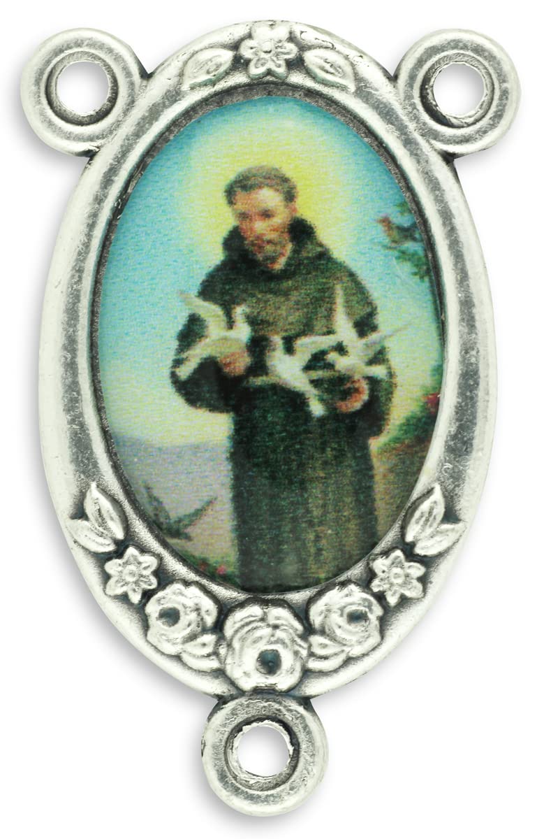 Pack of 5 - Saint Francis of Assisi Center Pieces Color Image 1", Silver Oxidized - Made in Italy