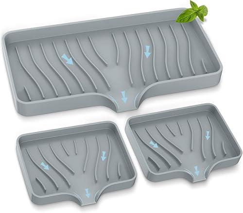 Bandeja para fregadero de cocina, bandeja de jabón de cocina autodrenante, soporte de esponja de silicona para fregadero de cocina, baño,