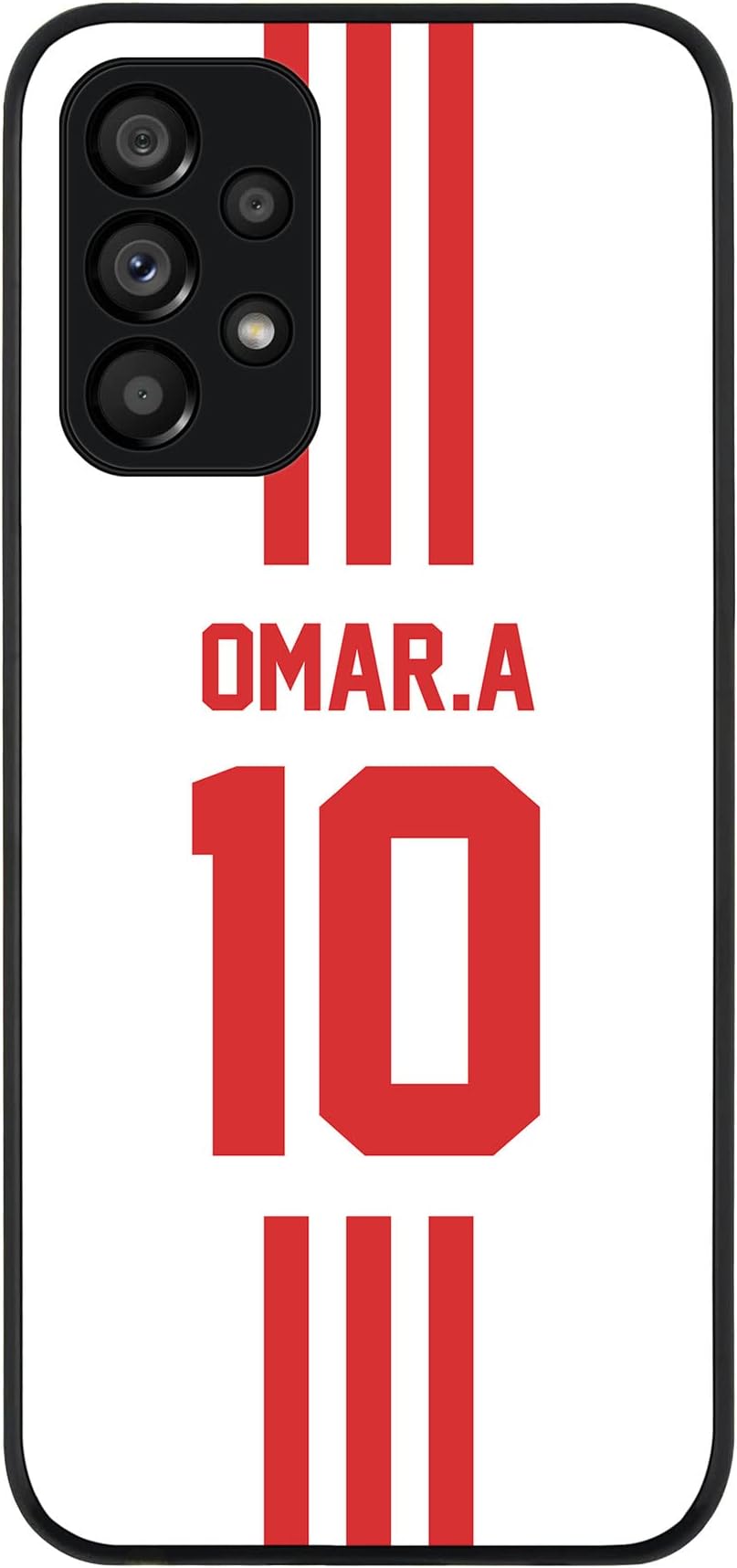 StylizeddRugged Black Edge Case for Samsung Galaxy A23 (LTE / 4G), Slim fit Soft Case Flexible Rubber Edges Anti Drop TPU Gel Thin Cover - Football Team - UAE, Player Name - Omar.A