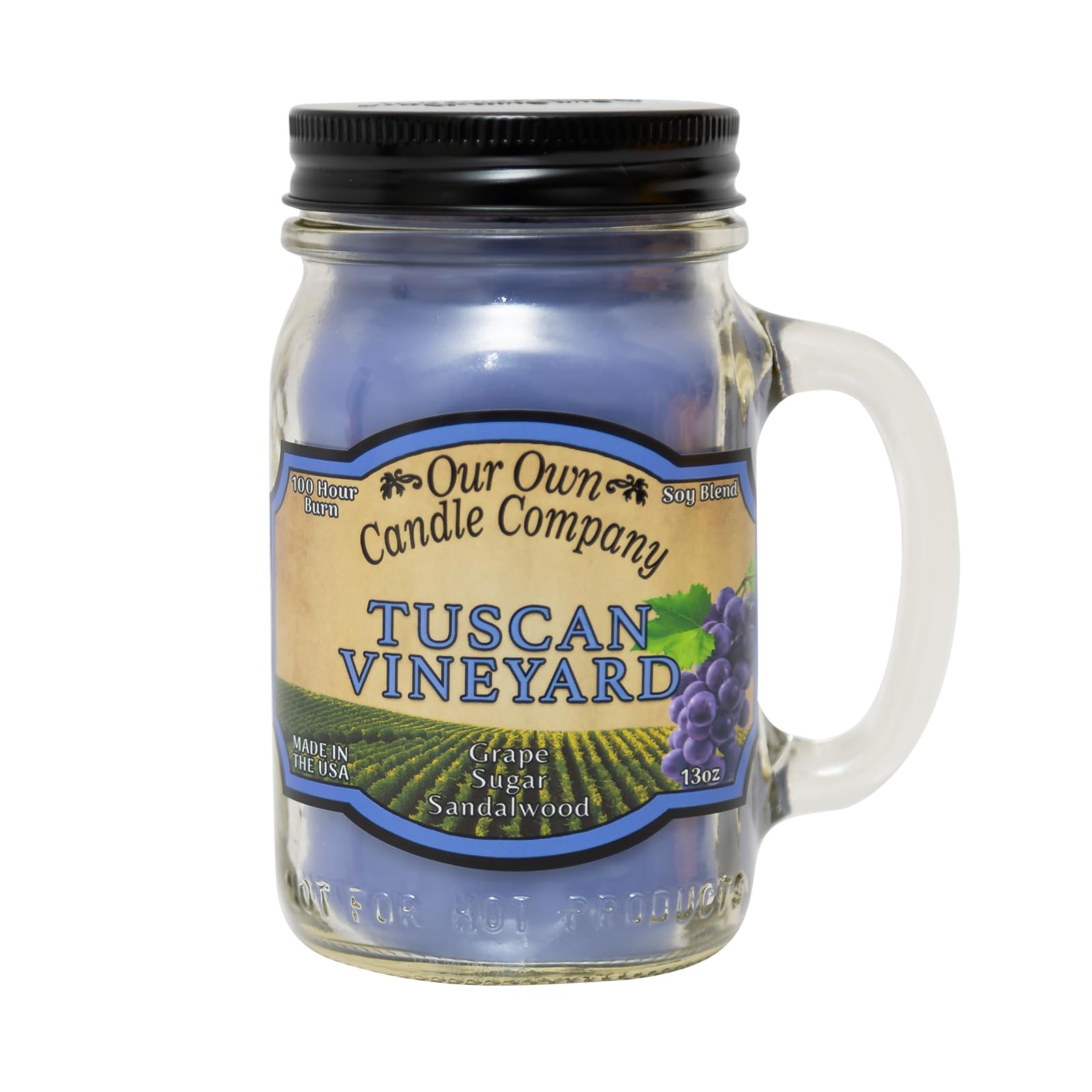 Our Own Candle CompanyTuscan Vineyard Scented Mason Jar Candle, 100 Hour Burn Time,13 Ounces