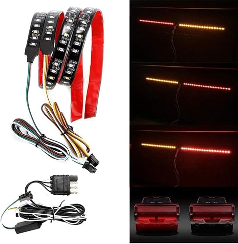 Miniatura 4 de Ricoy Tira de barra de luz LED de triple fila de 40 pulgadas con señal de giro secuencial ámbar, LED superbrillante, señal de giro de parada inversa