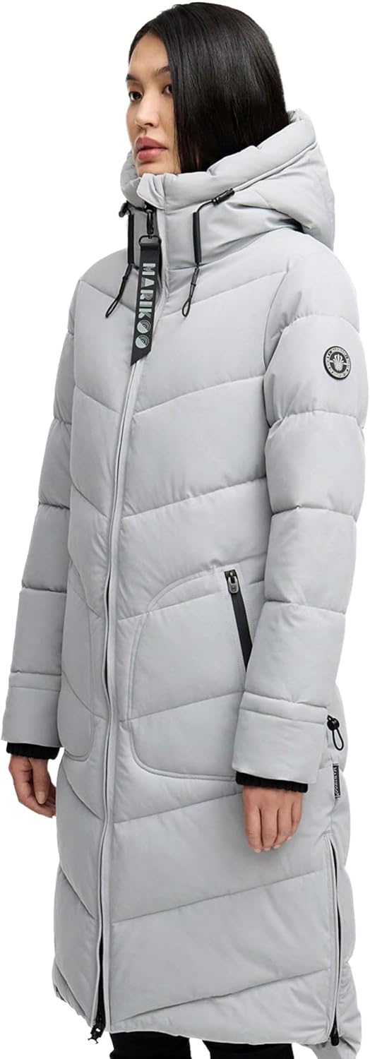MARIKOO B949 Winterjas voor dames, gewatteerde winterjas, warme lange