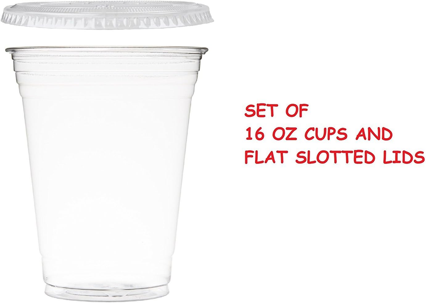 Ultra Clear 16 Oz Hard Plastic Cups with Flat Lids for Smoothie, 50 Sets