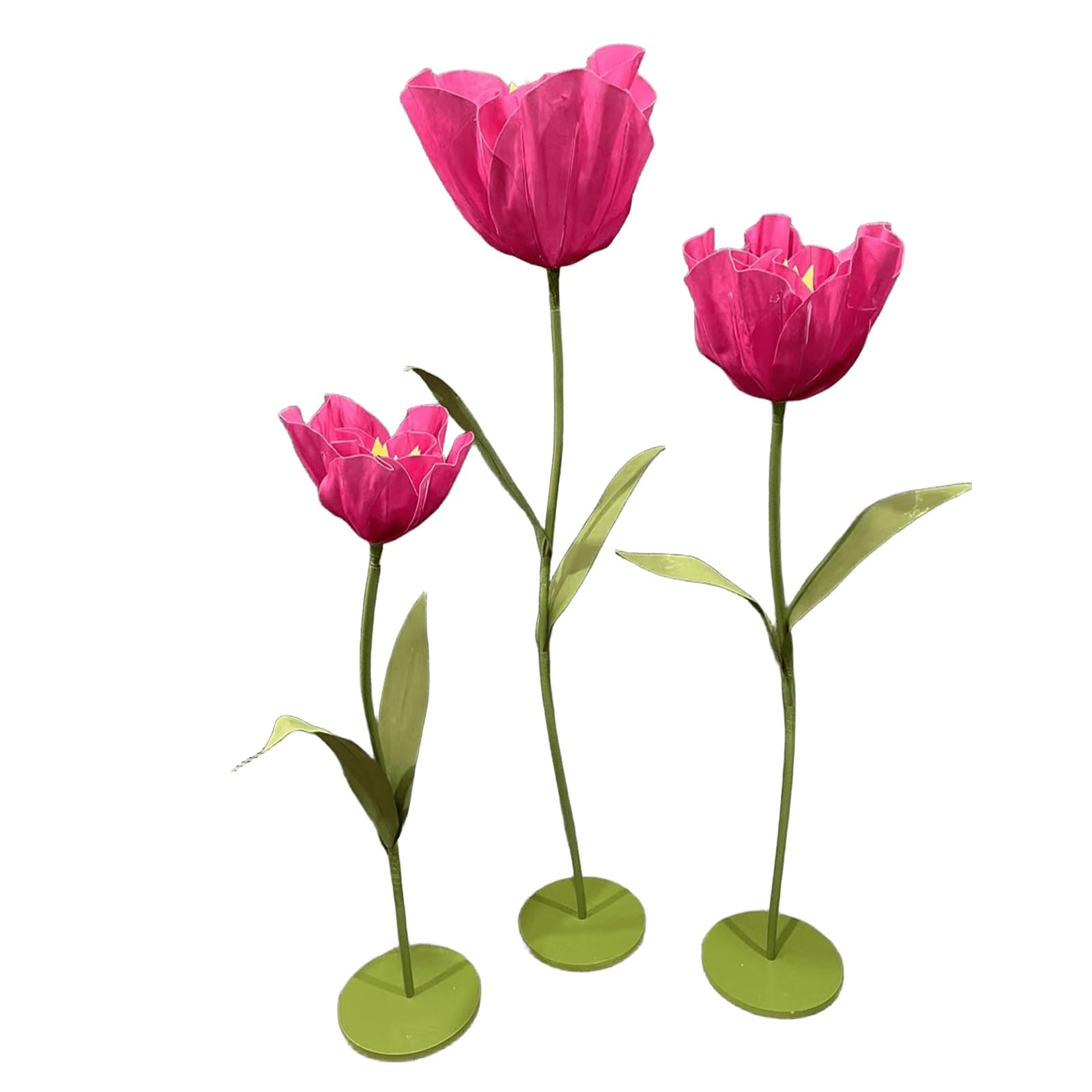 Flores Gigantes para Decoracion - Juego de 3 tulipanes artificiales de EVA impermeables con tallo flexible y base para bodas, recepciones, cumpleaños, Pascua, día de la madre