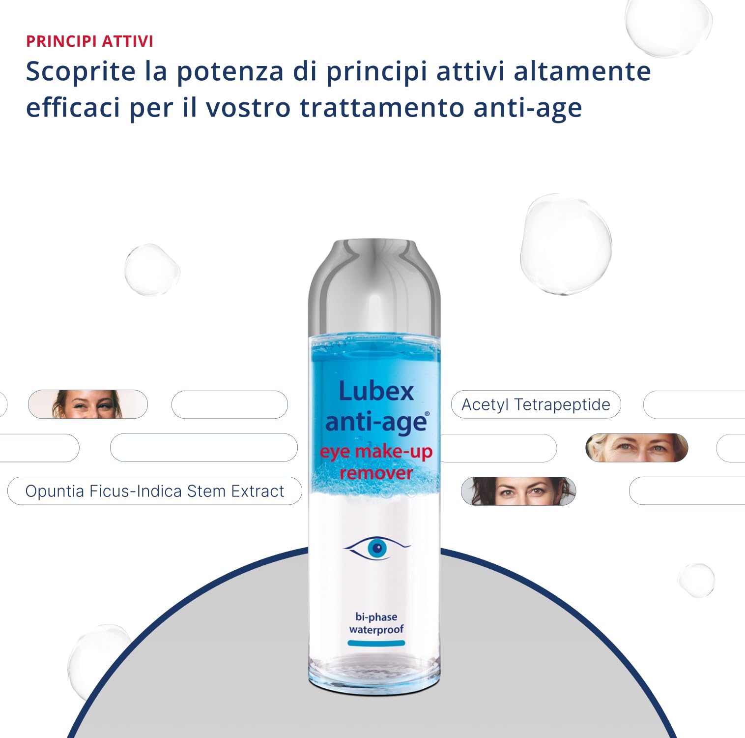 eye Makeup Remover - Formula a due fasi con tetrapeptidi ed estratto di cactus, rimuove il mascara in modo affidabile, lenisce la zona degli occhi e riduce il gonfiore, per pelli