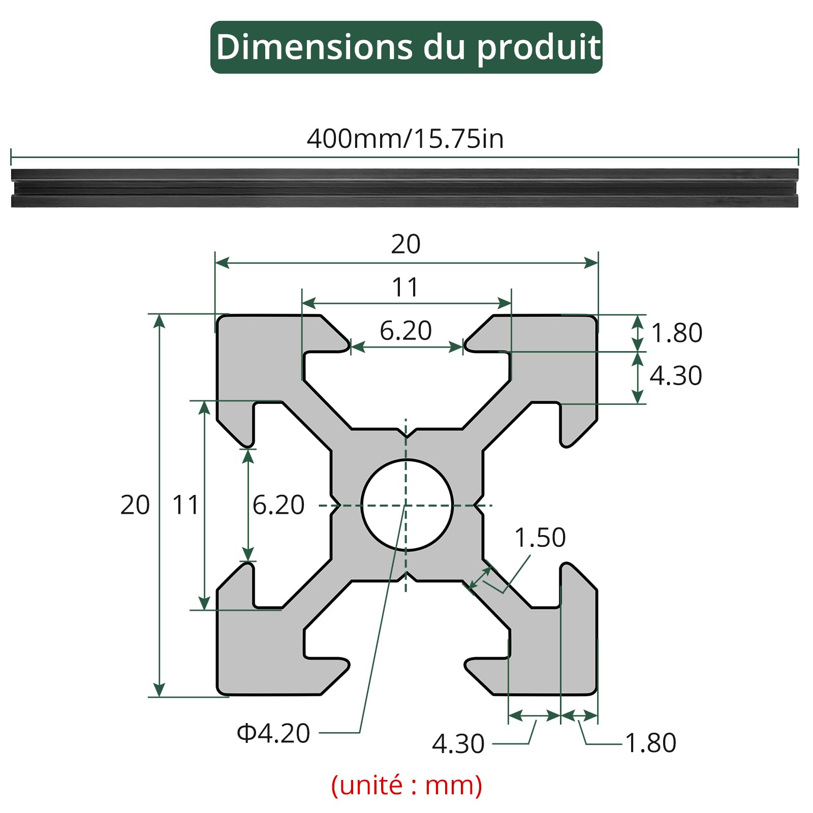 JiGiU Lot de 9 Profilés en Aluminium 2020 Type V 1000 mm | Rail Linéaire Anodisé Norme Européenne, Profilés d'Extrusion, pour Imprimante 3D CNC et DIY, Noir