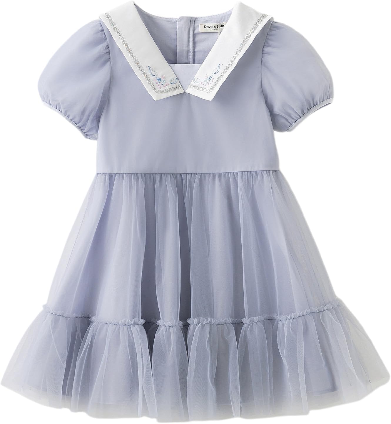 DAVE&BELLA Girls Tutu Dress Ruffle Short Sleeve Fluffy Princess Sundress Summer Party Birthday Tulle Dress for Tweens 4-13Y