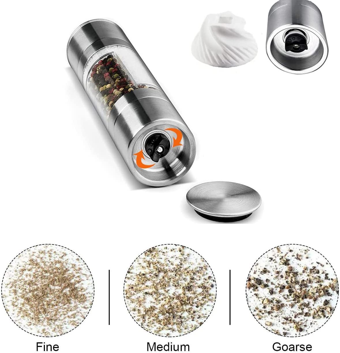 Macinapepe, set macinasale e pepe in acciaio inox da 1 pezzo, macinasale manuale con macina in ceramica regolabile, macinasale e pepe e macinaspezie p | Leroy Merlin